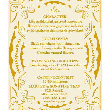 Harney & Sons Gingerbread Tea, 30 Sachets of Gingerbread Festival, a Black Tea with Ginger & Cinnamon